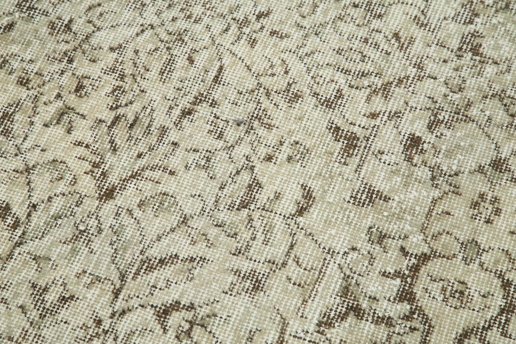 Overdyed Vintage Bej Eskitme Pamuk Yün El Dokuma Halısı 81x273 Agacan