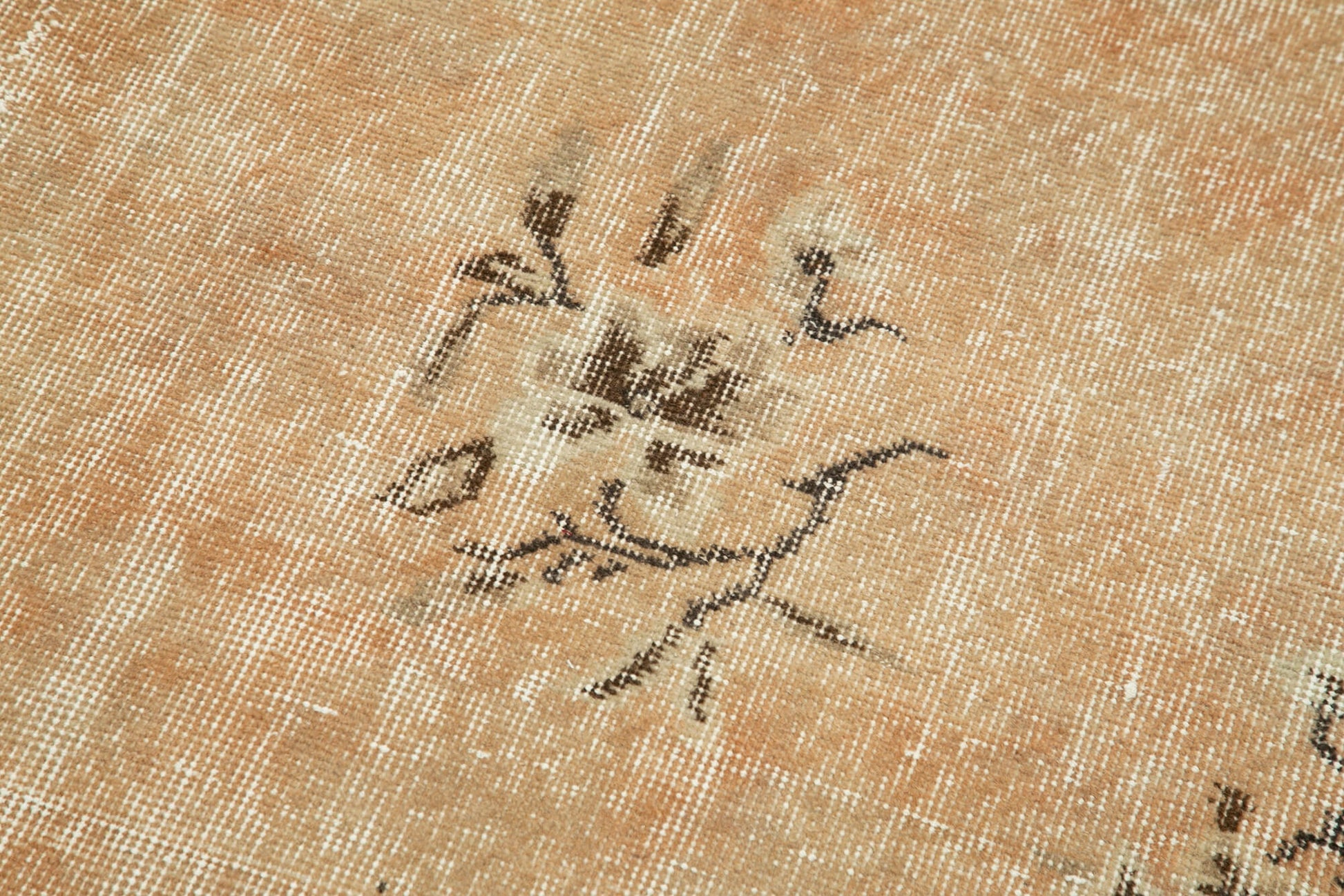 Overdyed Vintage Bej Eskitme Pamuk Yün El Dokuma Halısı 75x327 Agacan