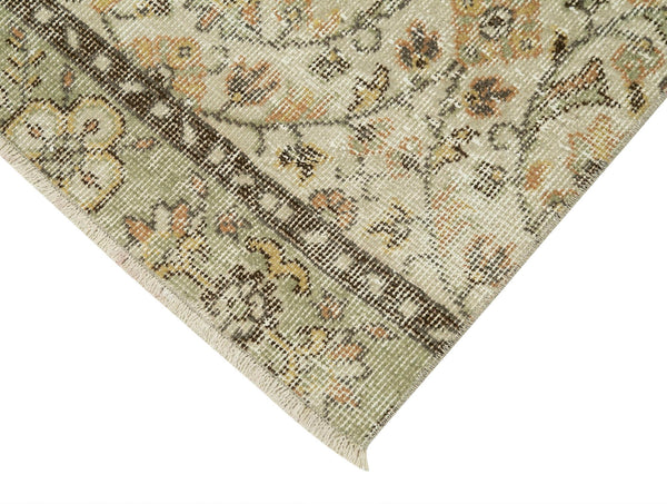 Overdyed Vintage Bej Eskitme Pamuk Yün El Dokuma Halısı 80x290 Agacan