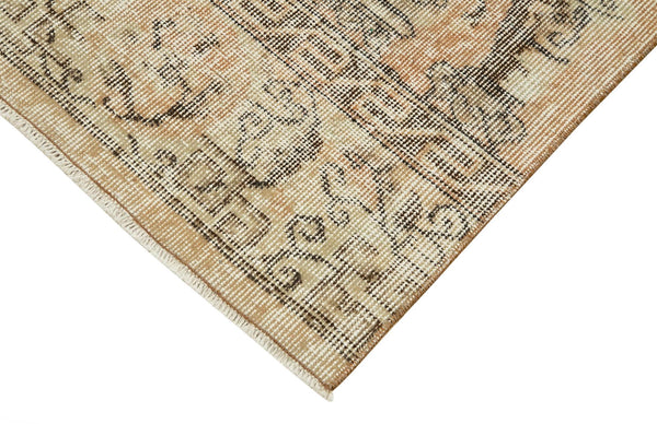 Overdyed Vintage Bej Eskitme Pamuk Yün El Dokuma Halısı 78x327 Agacan