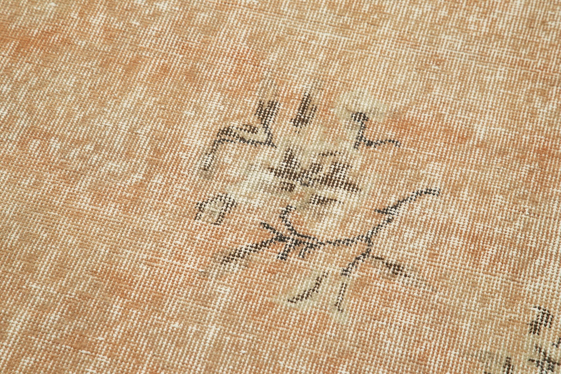 Overdyed Vintage Bej Eskitme Pamuk Yün El Dokuma Halısı 78x327 Agacan