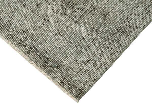 Overdyed Vintage Gri Eskitme Pamuk Yün El Dokuma Halısı 81x297 Agacan