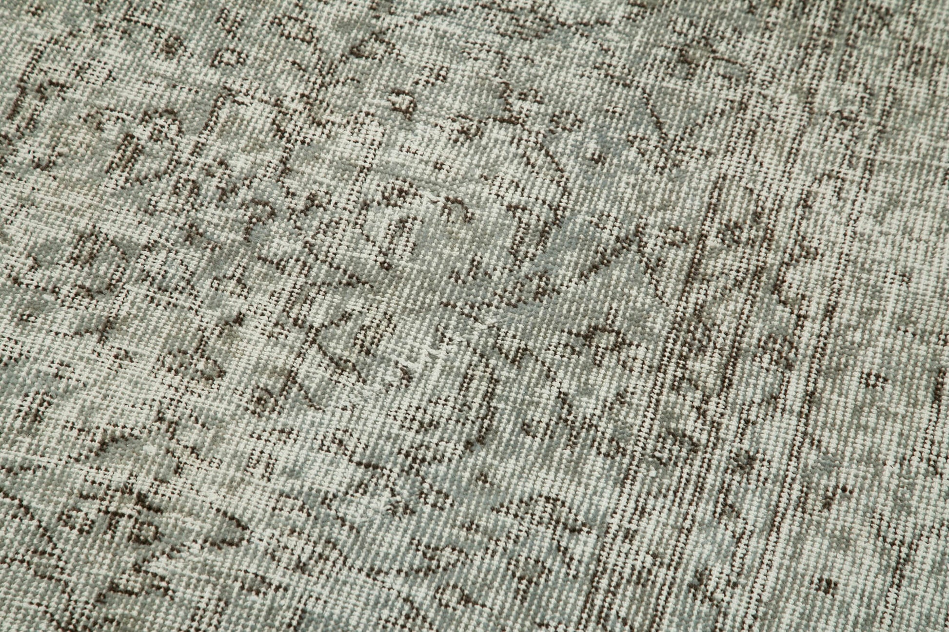 Overdyed Vintage Gri Eskitme Pamuk Yün El Dokuma Halısı 81x297 Agacan