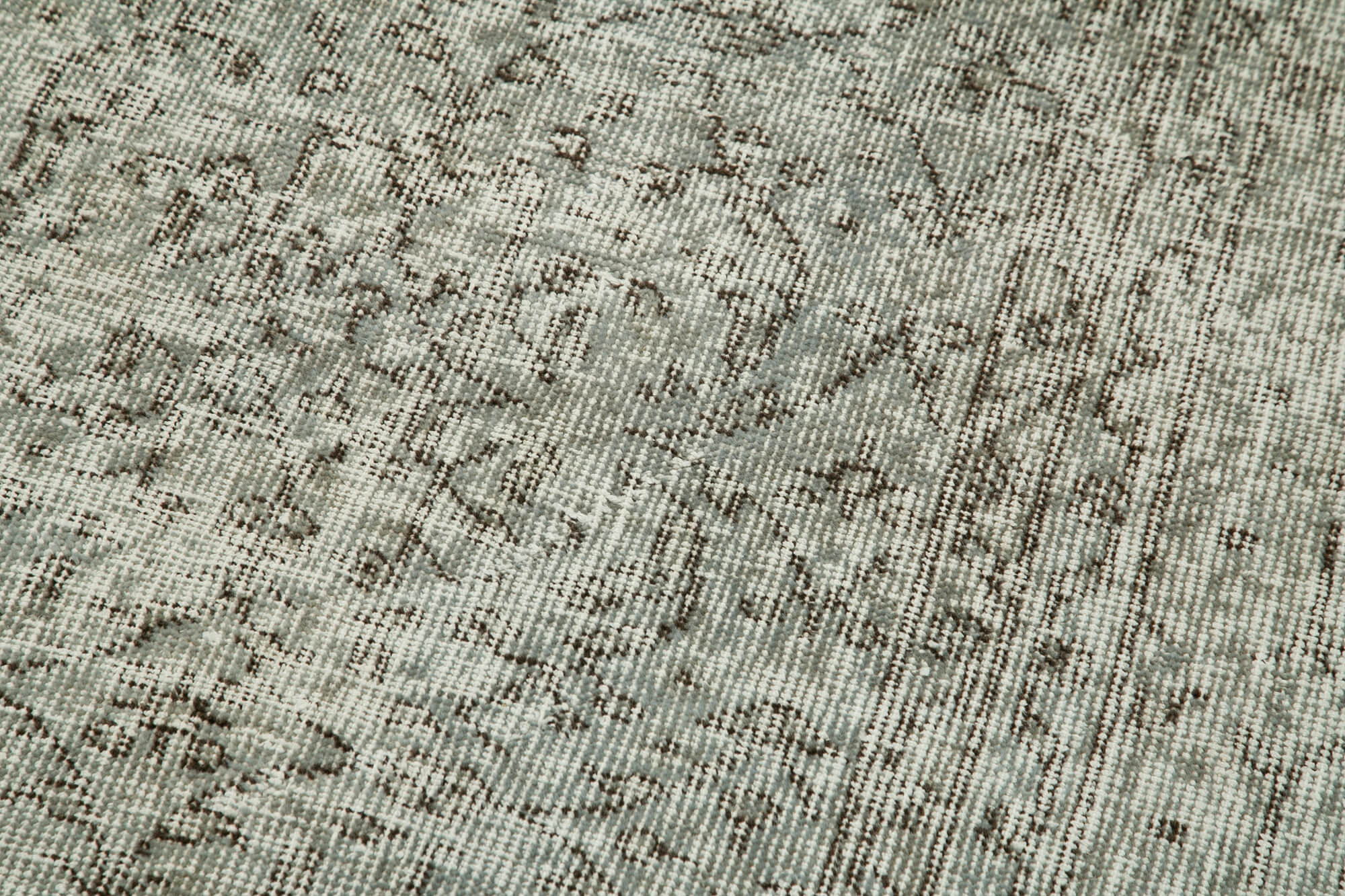 Overdyed Vintage Gri Eskitme Pamuk Yün El Dokuma Halısı 81x297 Agacan