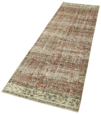 Cremefarbener Wollteppich Läufer mit rotem Muster 80x283 cm