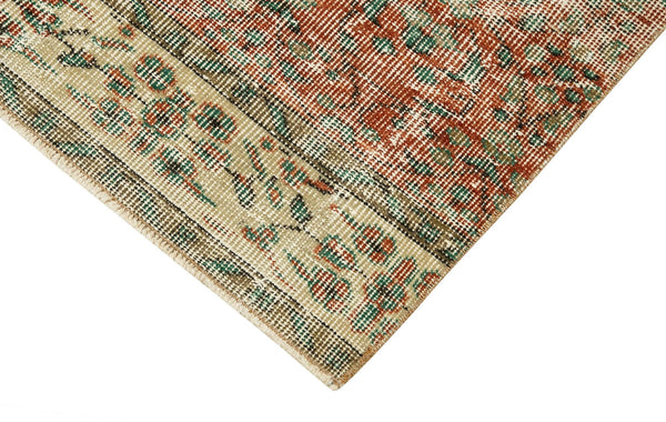 Overdyed Vintage Bej Eskitme Pamuk Yün El Dokuma Halısı 80x283 Agacan