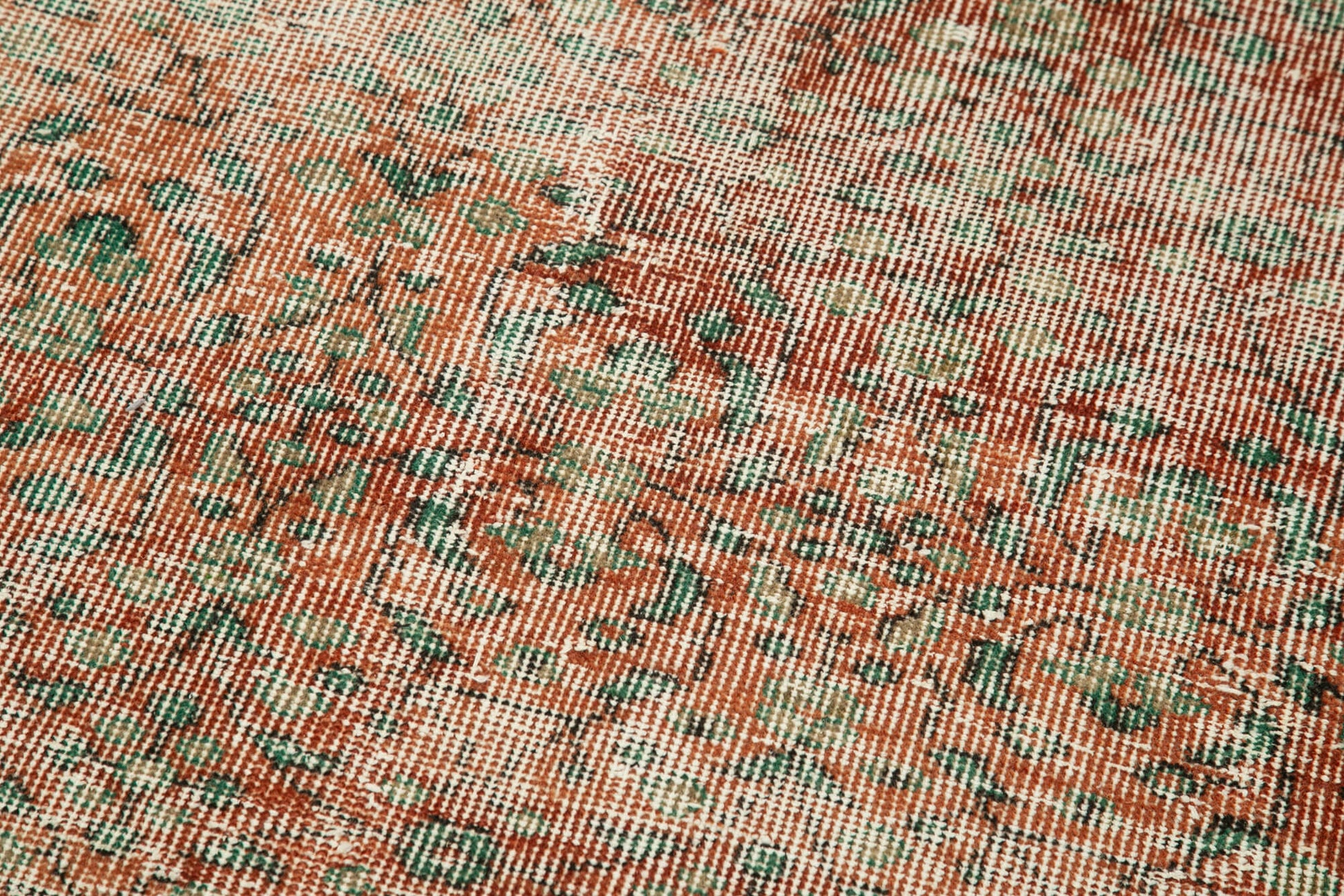 Overdyed Vintage Bej Eskitme Pamuk Yün El Dokuma Halısı 80x283 Agacan