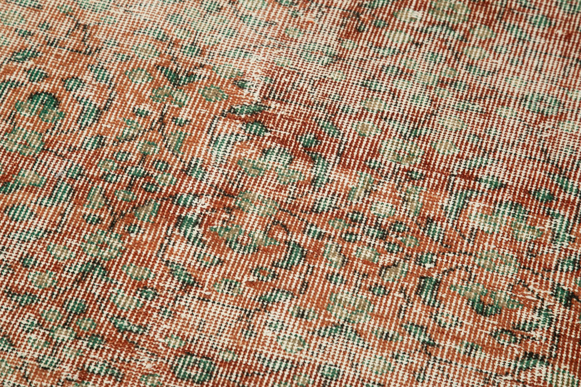 Overdyed Vintage Bej Eskitme Pamuk Yün El Dokuma Halısı 80x283 Agacan