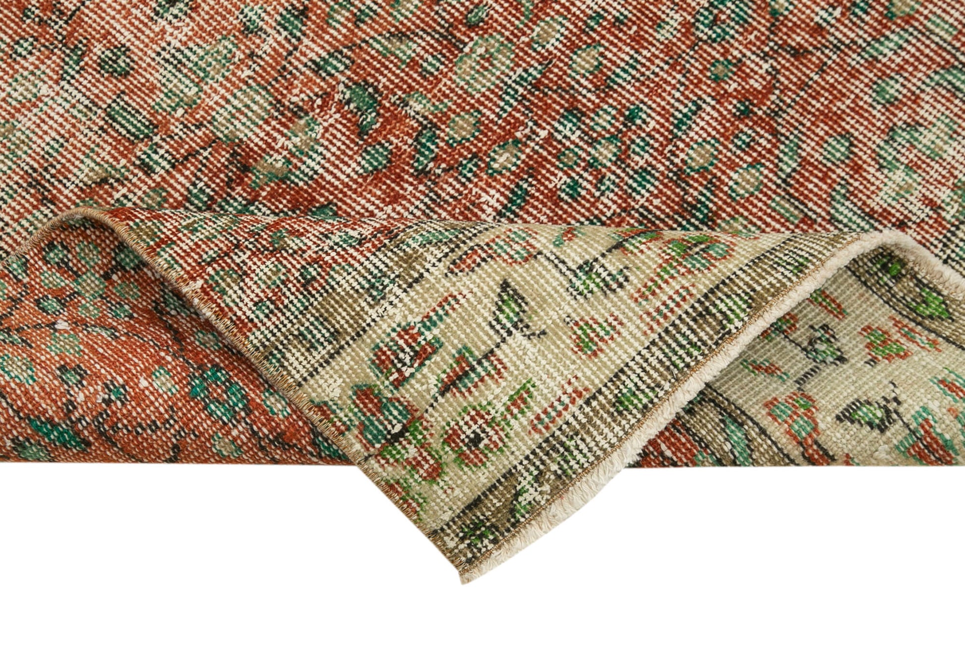 Overdyed Vintage Bej Eskitme Pamuk Yün El Dokuma Halısı 80x283 Agacan