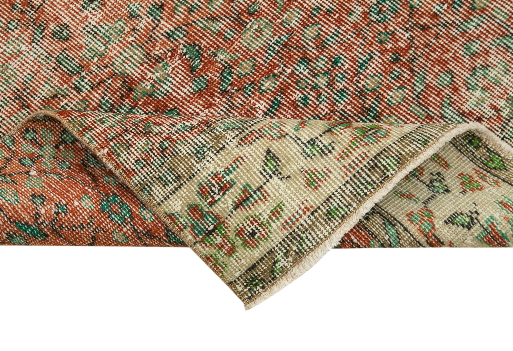 Overdyed Vintage Bej Eskitme Pamuk Yün El Dokuma Halısı 80x283 Agacan