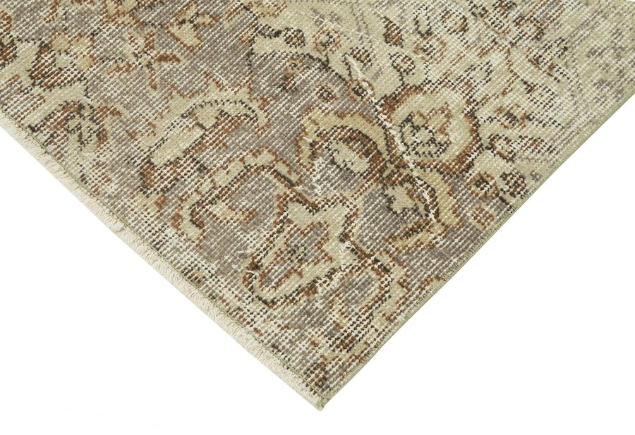 Beige & Grey Medallion Turkish Runner Rug 85x305 cm (2'9" x 10') – in the hallway