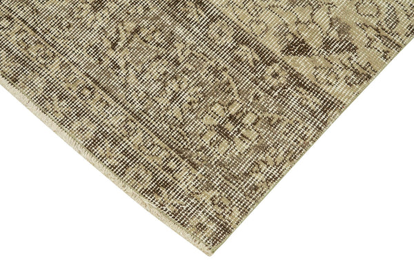Overdyed Vintage Bej Eskitme Pamuk Yün El Dokuma Halısı 75x320 Agacan
