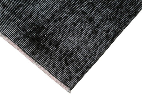 Overdyed Vintage Siyah Eskitme Pamuk Yün El Dokuma Halısı 81x310 Agacan
