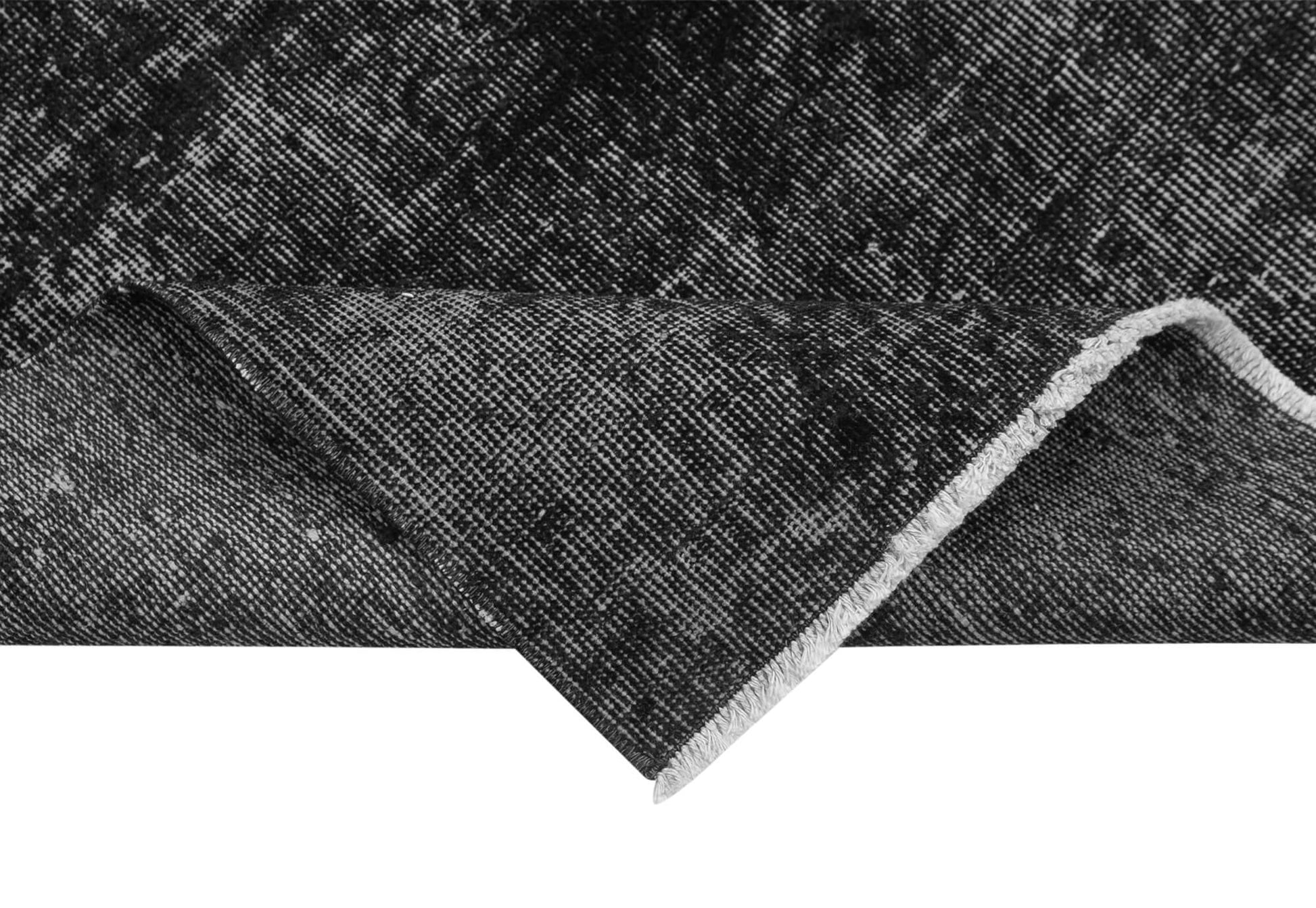 Overdyed Vintage Siyah Eskitme Pamuk Yün El Dokuma Halısı 81x310 Agacan