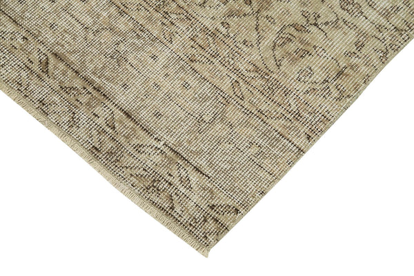 Overdyed Vintage Bej Eskitme Pamuk Yün El Dokuma Halısı 81x305 Agacan