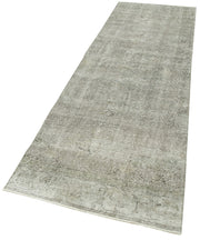 Overdyed Vintage Gri Eskitme Pamuk Yün El Dokuma Halısı 90x302 Agacan