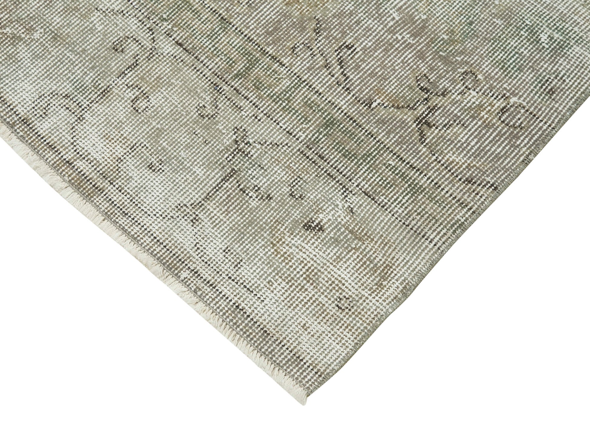 Overdyed Vintage Gri Eskitme Pamuk Yün El Dokuma Halısı 90x302 Agacan