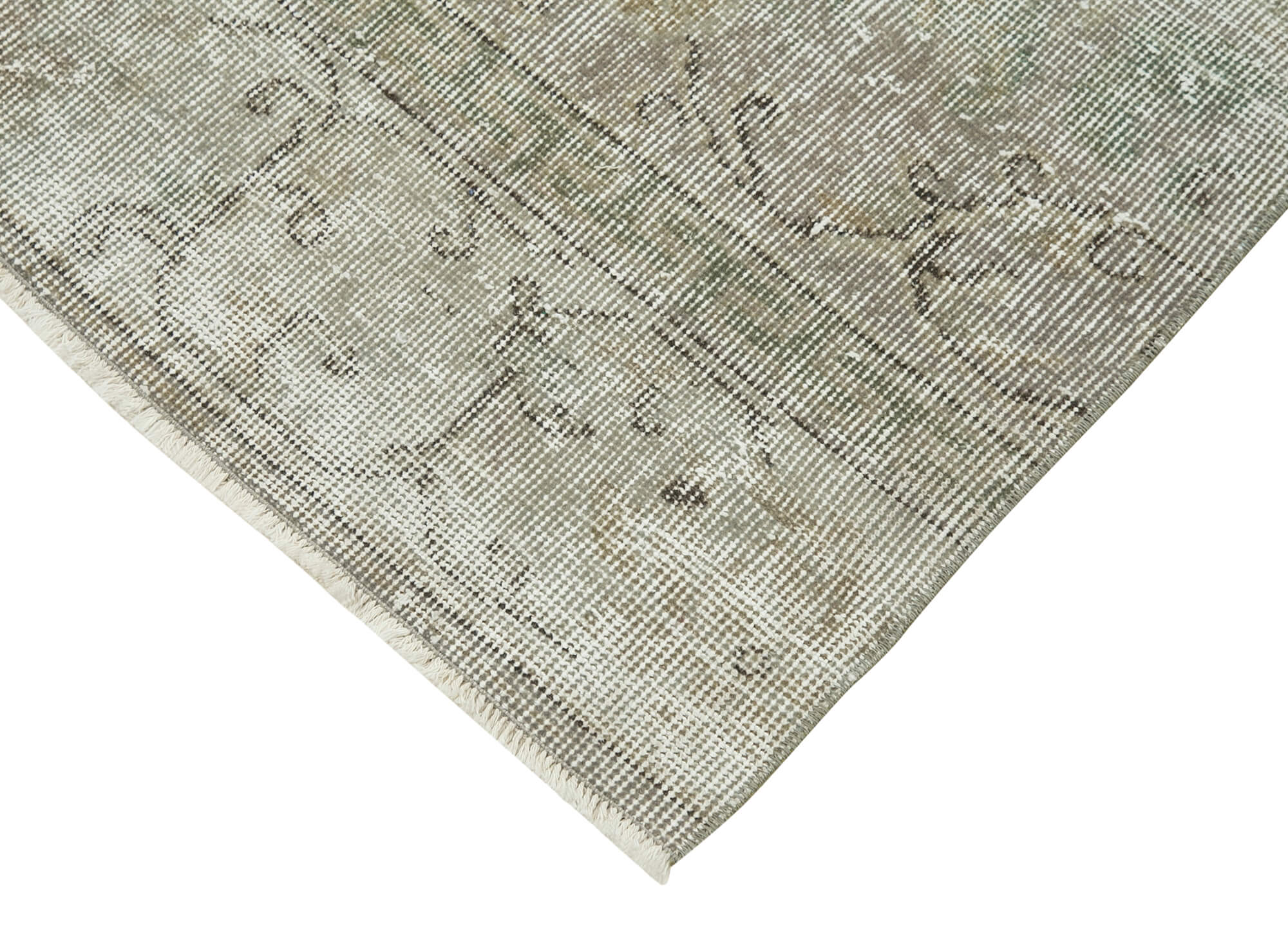 Overdyed Vintage Gri Eskitme Pamuk Yün El Dokuma Halısı 90x302 Agacan