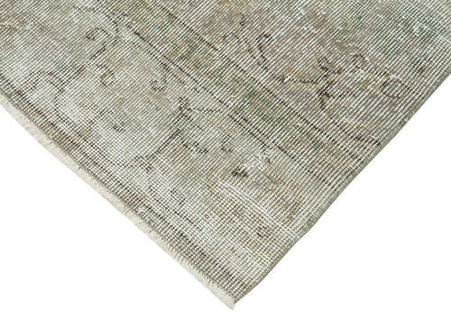 Overdyed Vintage Gri Eskitme Pamuk Yün El Dokuma Halısı 90x302 Agacan