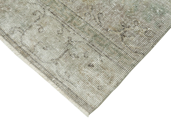 Overdyed Vintage Gri Eskitme Pamuk Yün El Dokuma Halısı 90x302 Agacan