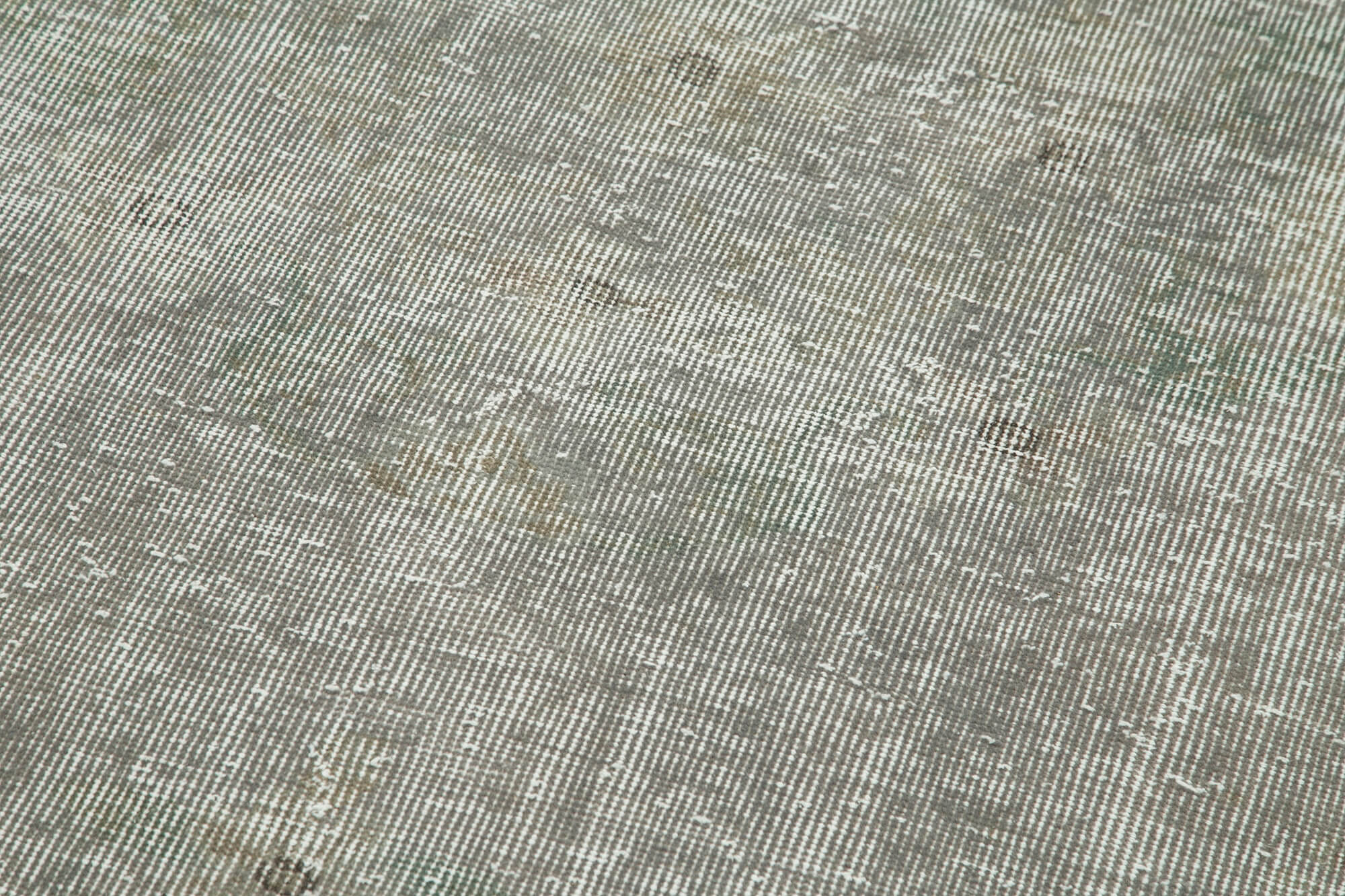 Overdyed Vintage Gri Eskitme Pamuk Yün El Dokuma Halısı 90x302 Agacan