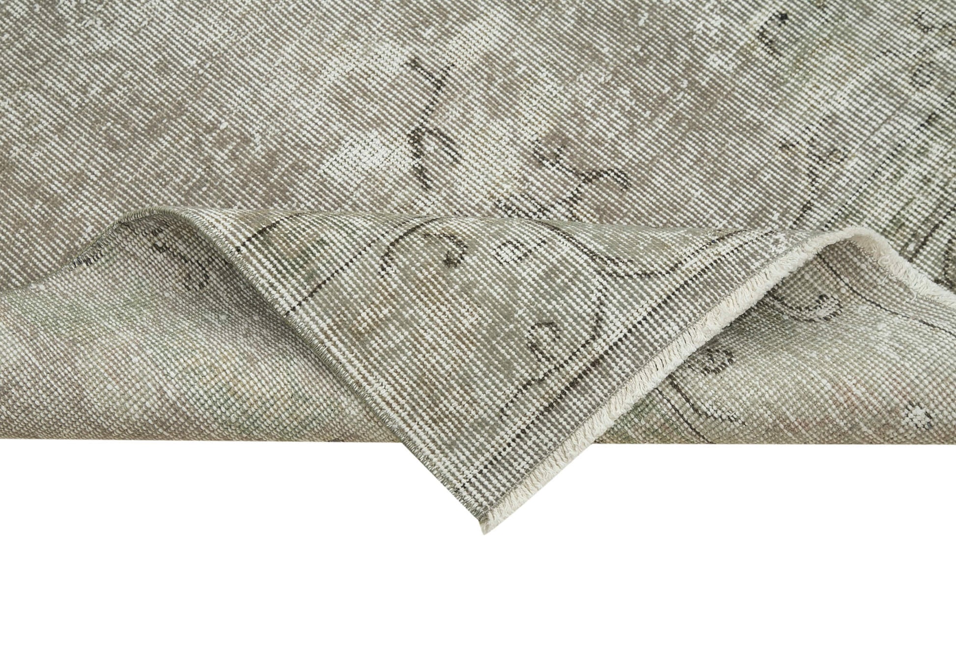 Overdyed Vintage Gri Eskitme Pamuk Yün El Dokuma Halısı 90x302 Agacan