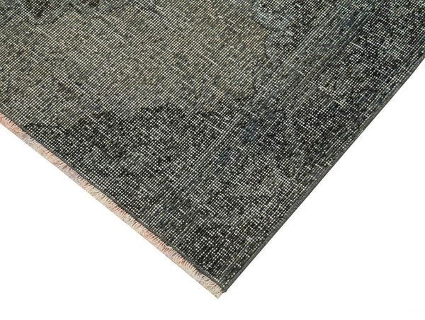 Overdyed Vintage Gri Eskitme Pamuk Yün El Dokuma Halısı 74x336 Agacan