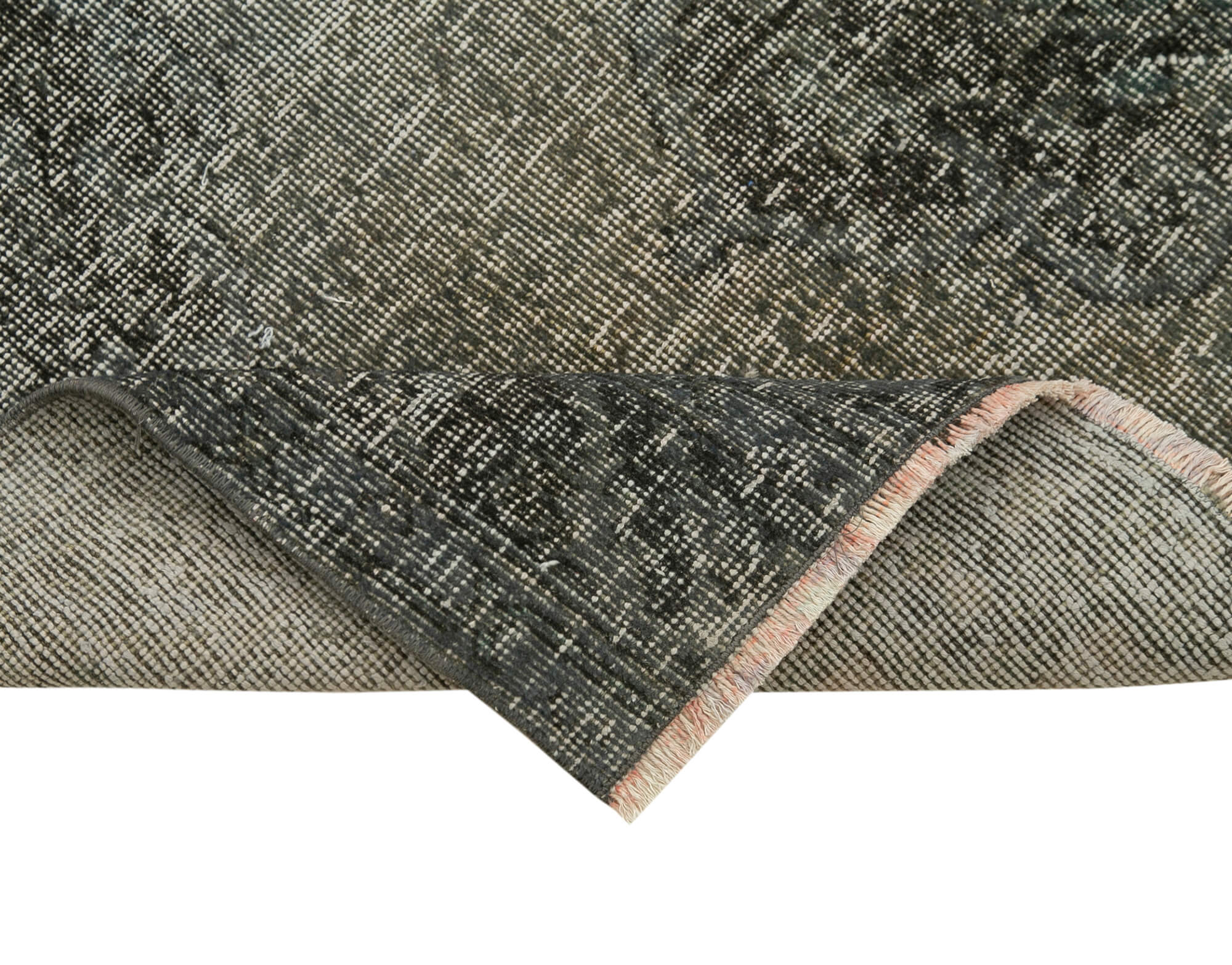 Overdyed Vintage Gri Eskitme Pamuk Yün El Dokuma Halısı 74x336 Agacan