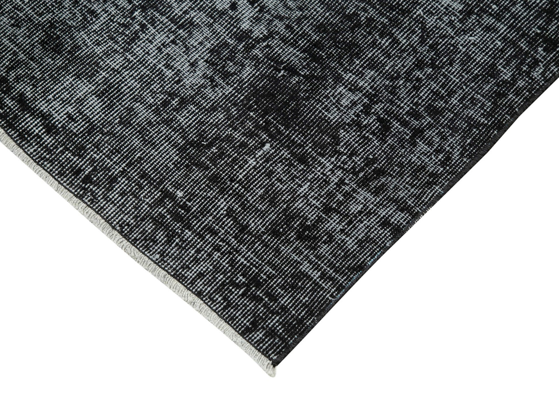 Overdyed Vintage Siyah Eskitme Pamuk Yün El Dokuma Halısı 81x311 Agacan