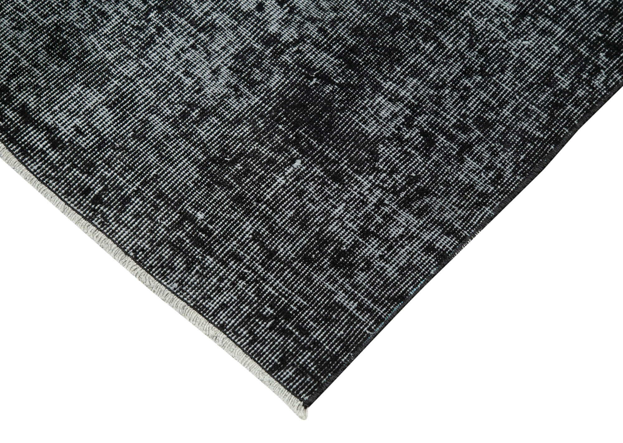 Overdyed Vintage Siyah Eskitme Pamuk Yün El Dokuma Halısı 81x311 Agacan