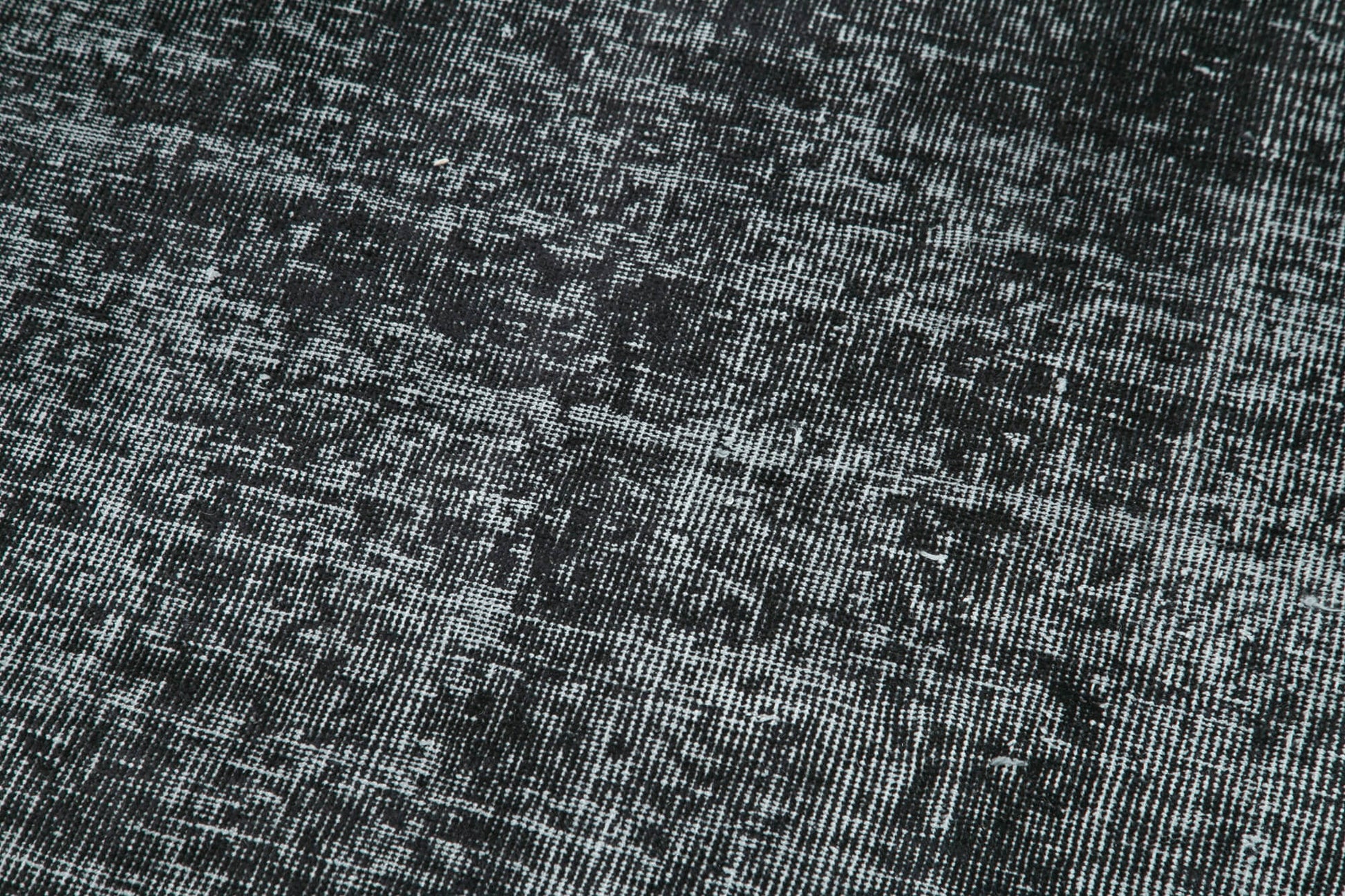 Overdyed Vintage Siyah Eskitme Pamuk Yün El Dokuma Halısı 81x311 Agacan