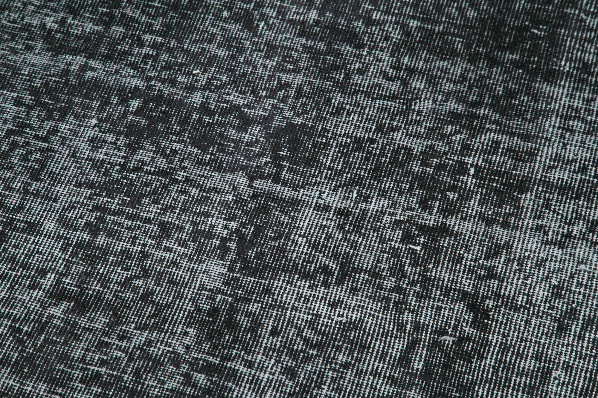 Overdyed Vintage Siyah Eskitme Pamuk Yün El Dokuma Halısı 81x311 Agacan