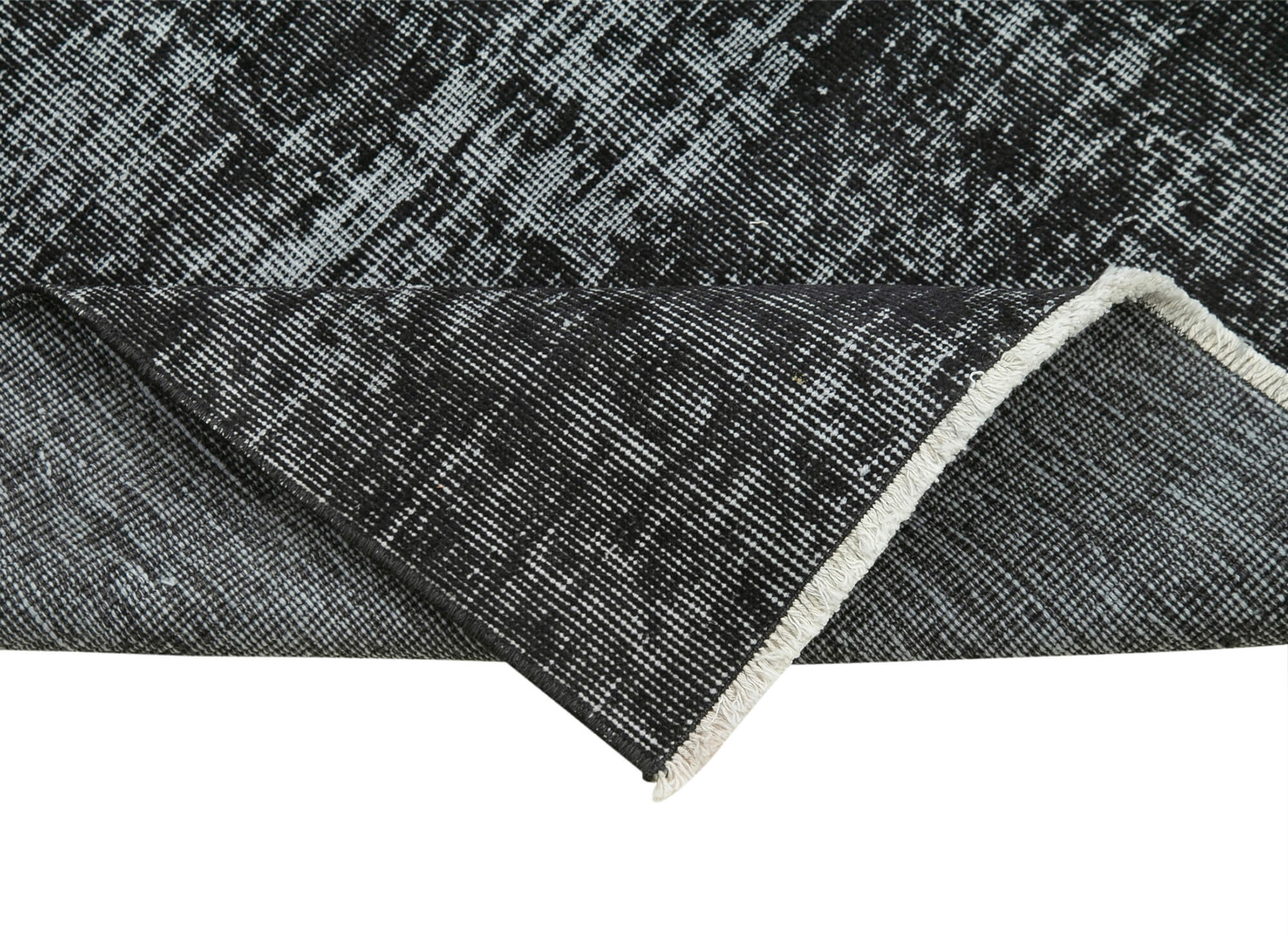 Overdyed Vintage Siyah Eskitme Pamuk Yün El Dokuma Halısı 81x311 Agacan