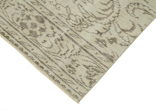 Overdyed Vintage Bej Eskitme Pamuk Yün El Dokuma Halısı 80x295 Agacan