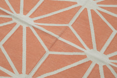 Geometric Duri Turuncu Geometrik Pamuk Yün El Dokuma Halısı 112x164 Agacan