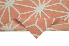 Geometric Duri Turuncu Geometrik Pamuk Yün El Dokuma Halısı 112x164 Agacan