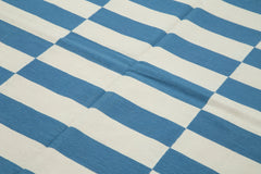 Geometric Duri Mavi Geometrik Pamuk Yün El Dokuma Halısı 180x276 Agacan