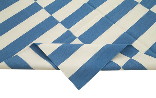 Geometric Duri Mavi Geometrik Pamuk Yün El Dokuma Halısı 180x276 Agacan