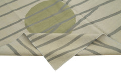 Geometric Duri Yeşil Geometrik Pamuk Yün El Dokuma Halısı 194x295 Agacan