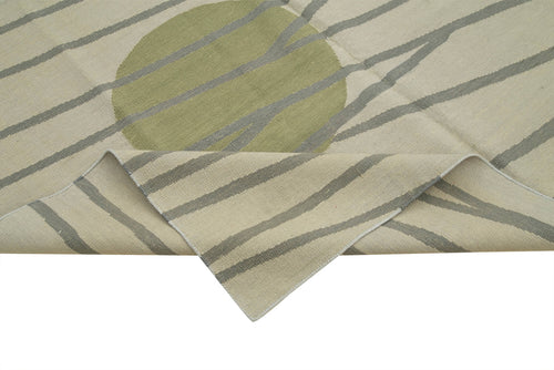 Geometric Duri Yeşil Geometrik Pamuk Yün El Dokuma Halısı 194x295 Agacan