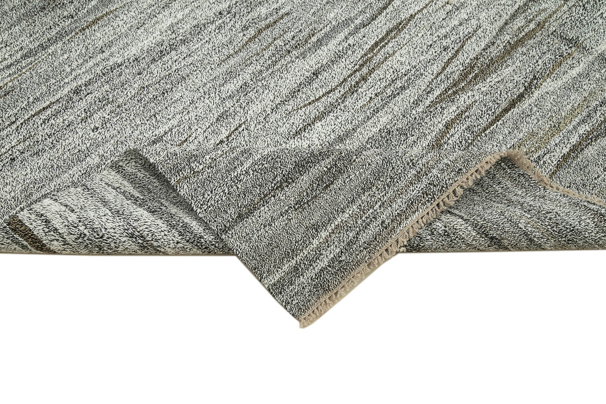 Scrap Gri Geometrik Pamuk Yün El Dokuma Halısı 292x415 Agacan