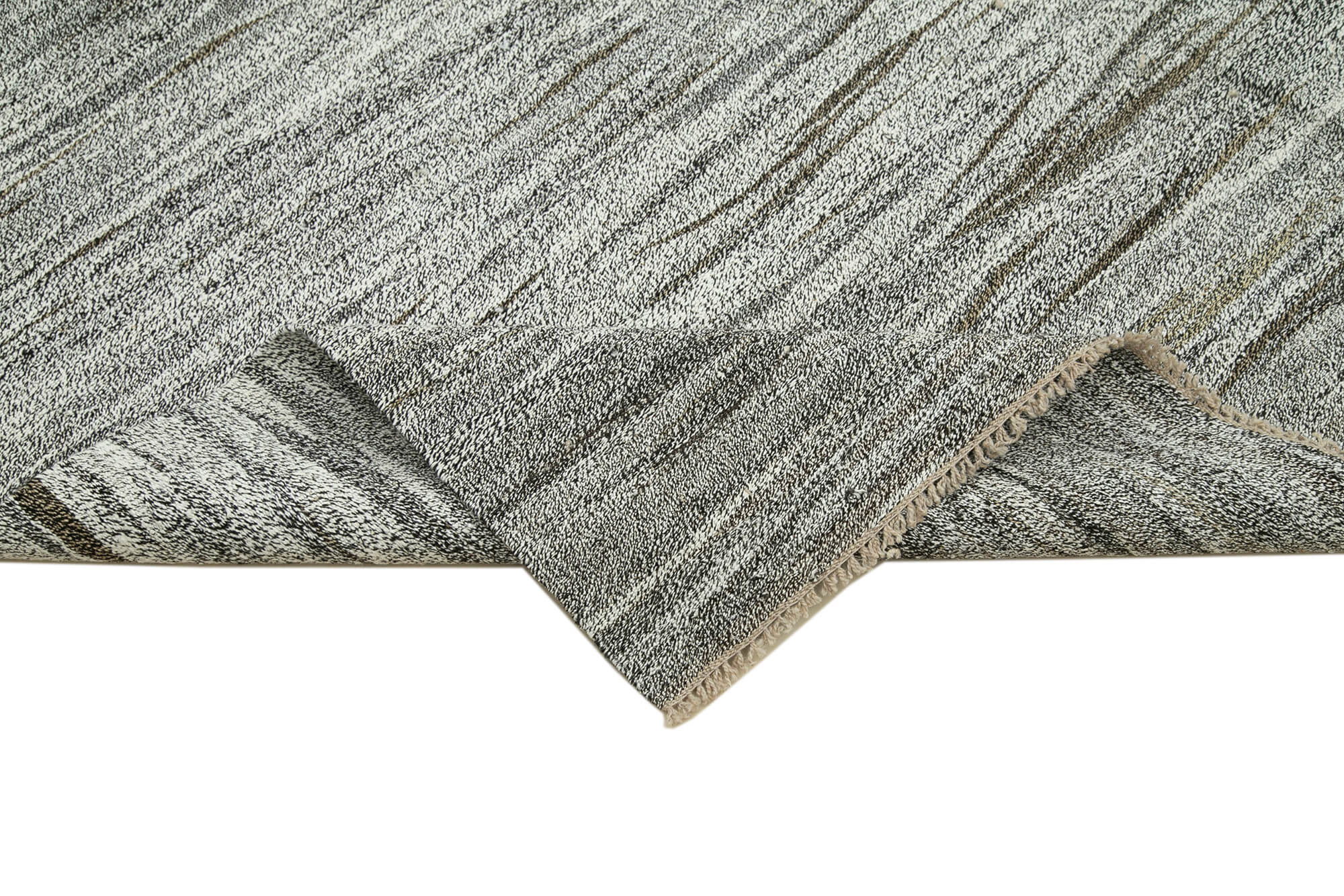 Scrap Gri Geometrik Pamuk Yün El Dokuma Halısı 292x415 Agacan