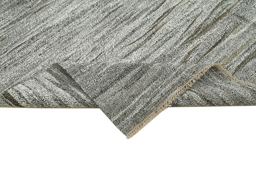 Scrap Gri Geometrik Pamuk Yün El Dokuma Halısı 292x415 Agacan