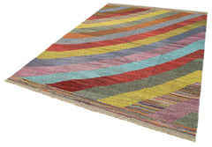 Scrap Turuncu Geometrik Pamuk Yün El Dokuma Halısı 220x320 Agacan