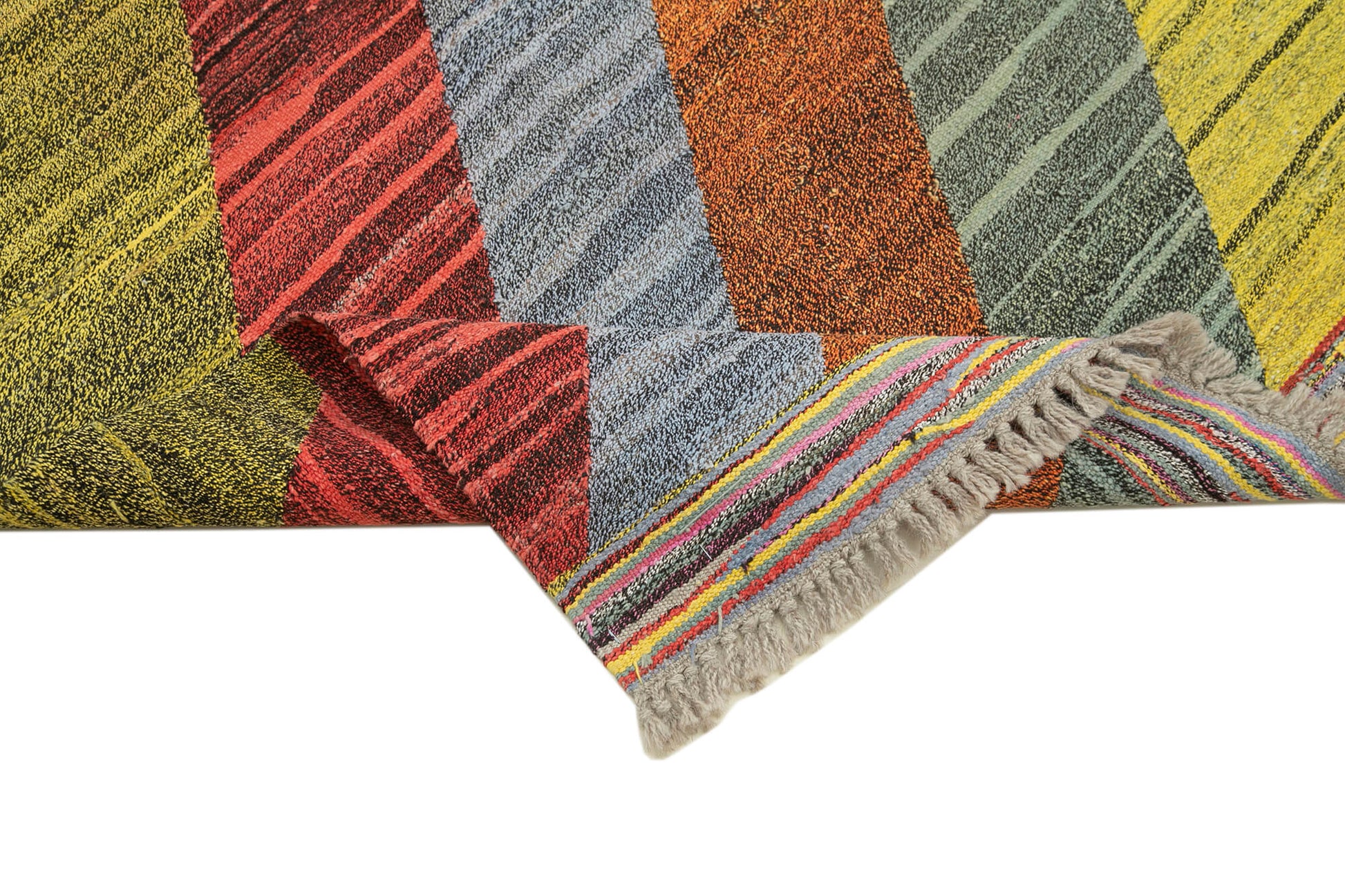 Scrap Turuncu Geometrik Pamuk Yün El Dokuma Halısı 220x320 Agacan