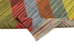 Scrap Turuncu Geometrik Pamuk Yün El Dokuma Halısı 220x320 Agacan