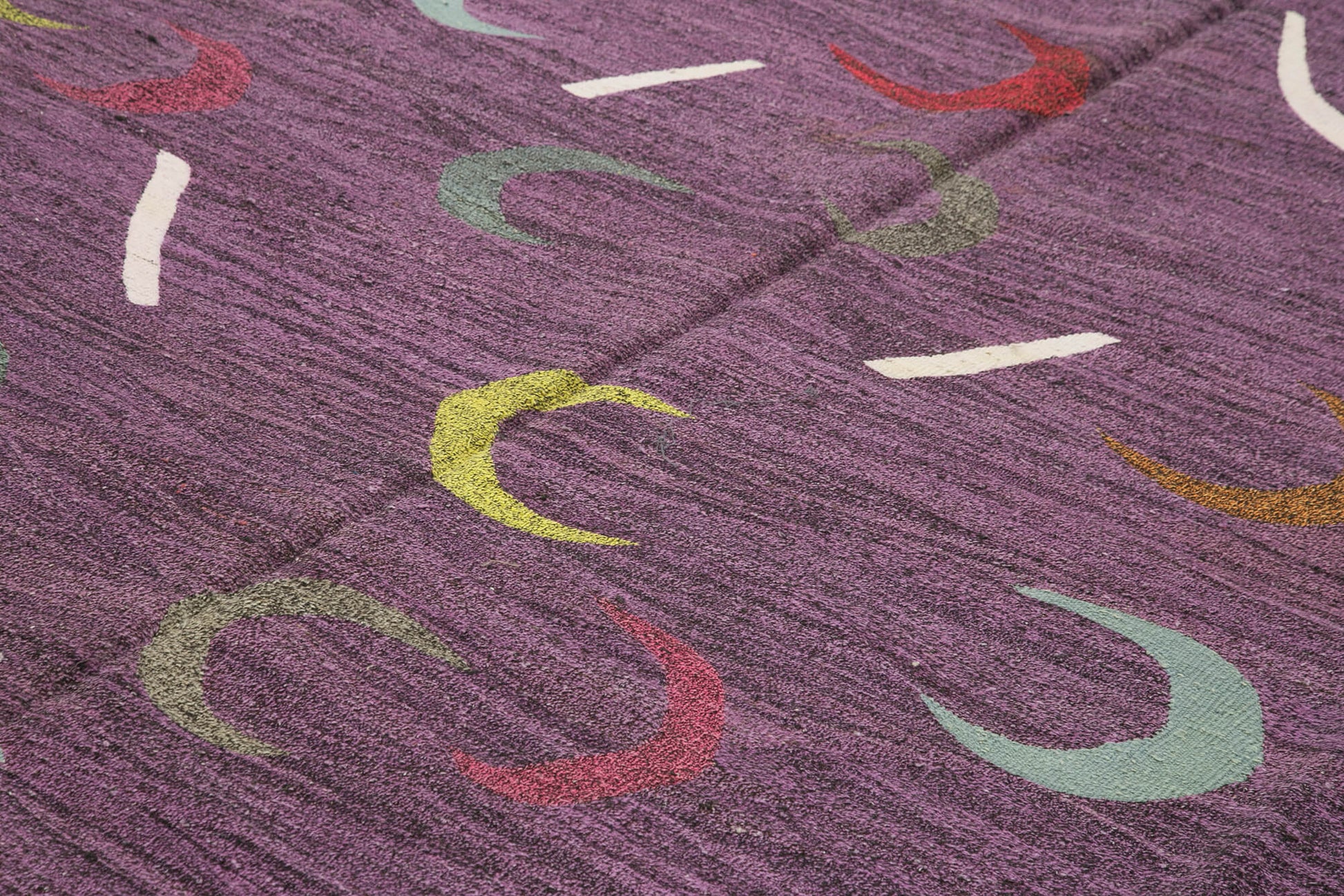 Scrap Fuşya Geometrik Pamuk Yün El Dokuma Halısı 310x435 Agacan