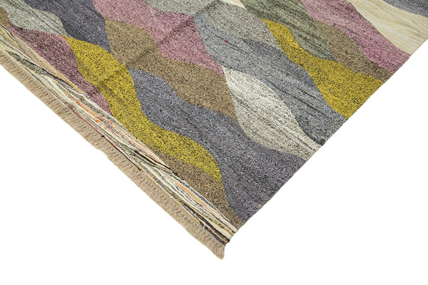 Scrap Beyaz Geometrik Pamuk Yün El Dokuma Halısı 290x368 Agacan