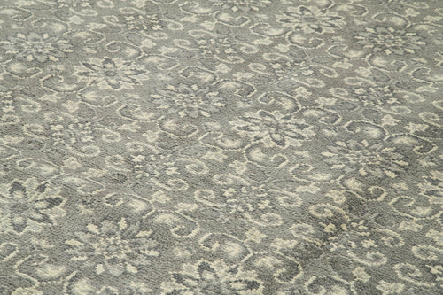 Tebriz Gri Klasik Pamuk Yün El Dokuma Halısı 298x418 Agacan