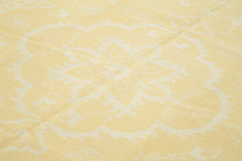 Tebriz Sarı Klasik Pamuk Yün El Dokuma Halısı 243x302 Agacan